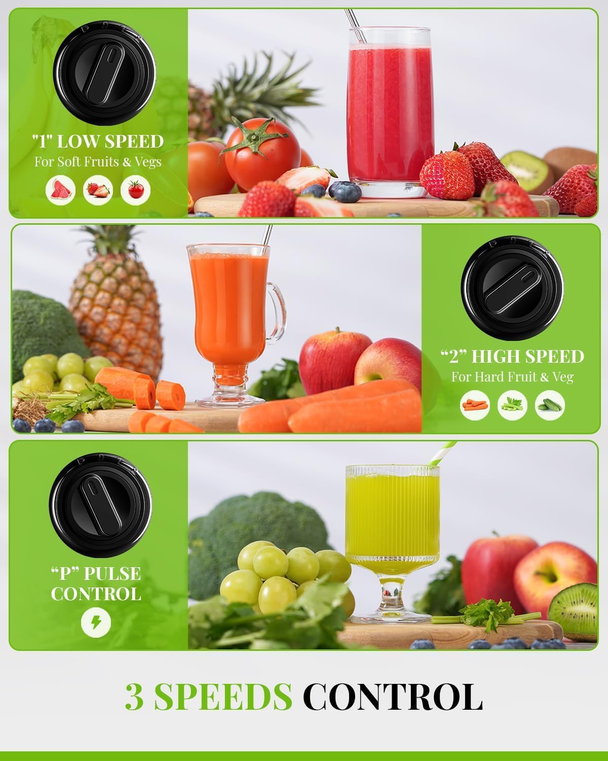 GDOR 800W Juicer Machine 3" Wide Mouth Juicer for Whole Fruits and Vegetables 3 Speeds Juice Extractor Machine Quick Juicing Centrifugal Juicer Easy to Clean with Brush Stainless Steel BPA-Free