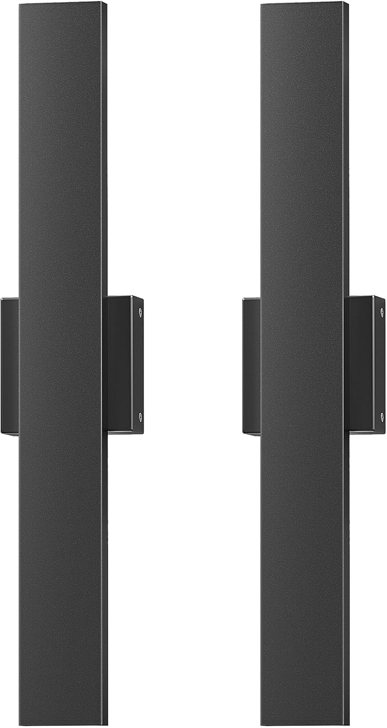EDISHINE 2 Pack LED Outdoor Wall Lights Dimmable, 3CCT (3000K 4000K 5000K), 15.7'' Modern Black Exterior Light Fixtures, Waterproof Front Door Lights for Entrance, Hallway, Garage, Porch
