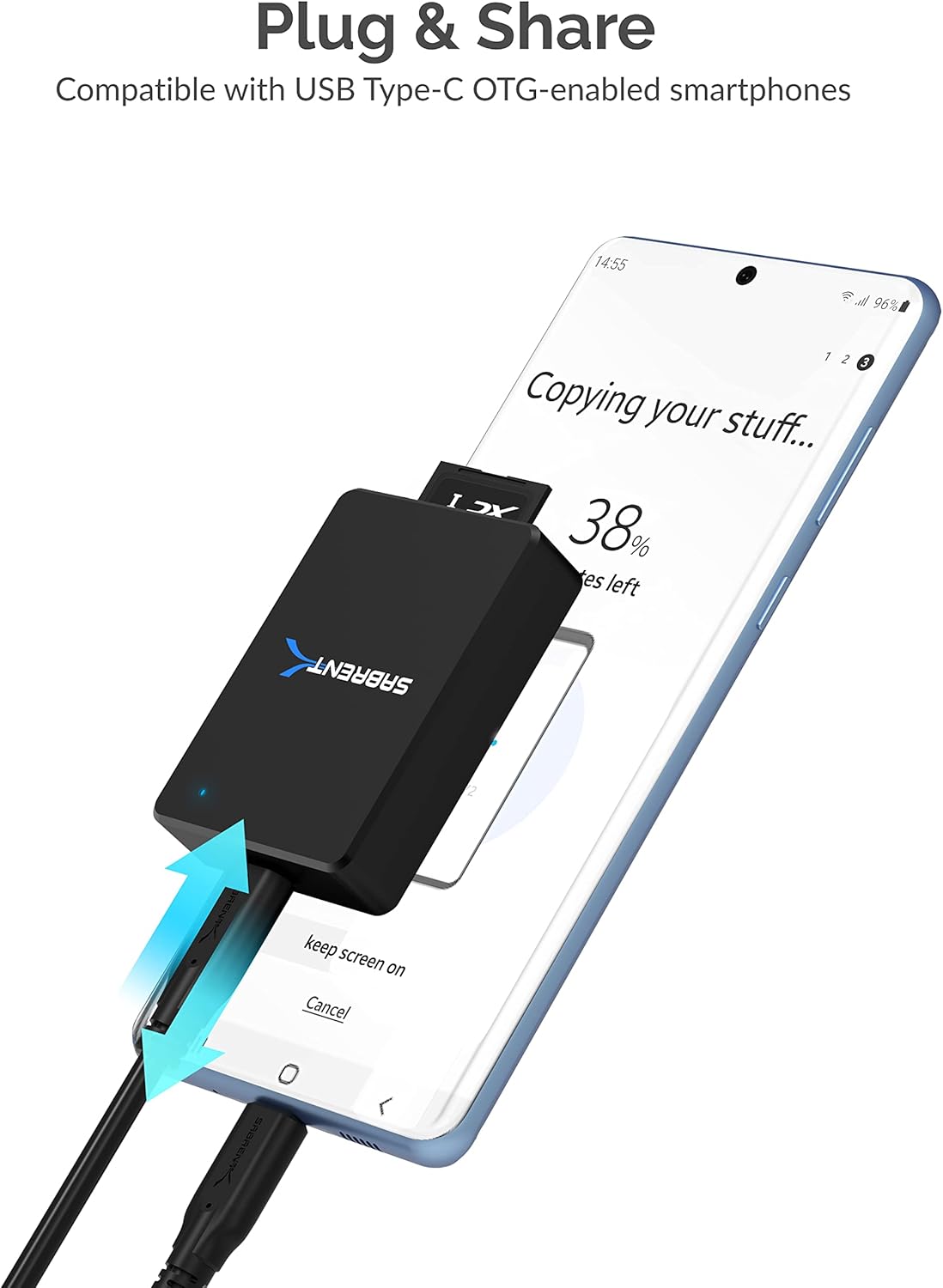 SABRENT SD Express 7.1 USB C Card Reader, USB 3.2 External Memory Card Reader high Speed Data Transfer 985 MBps, SD-Express Adapter Compatible with V90, V60, V30, UHS-II, UHS I, SD Cards (CR-SDX7)