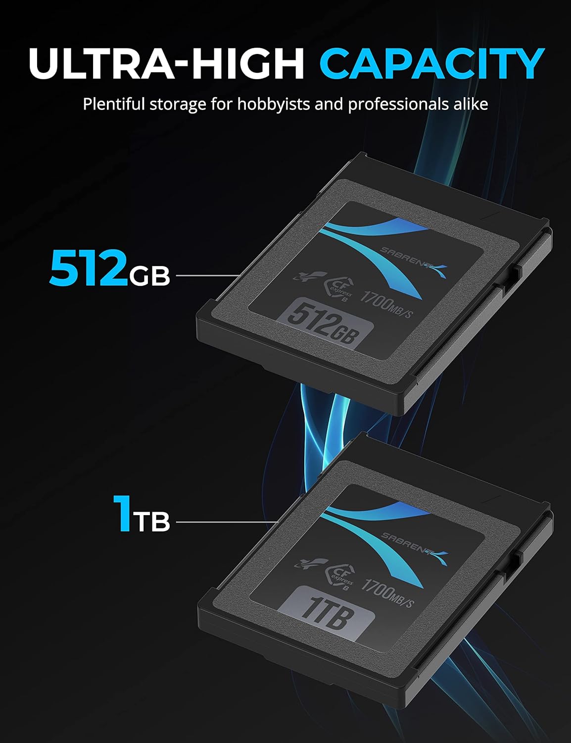 SABRENT CFexpress Type B Memory Card 512GB, Rocket CFX, cf Express with high Speed of R1700MB/s W1500MB/s Compatible with DSLR Cameras for Professional Photographers, videographers (CF-XTBT-512)