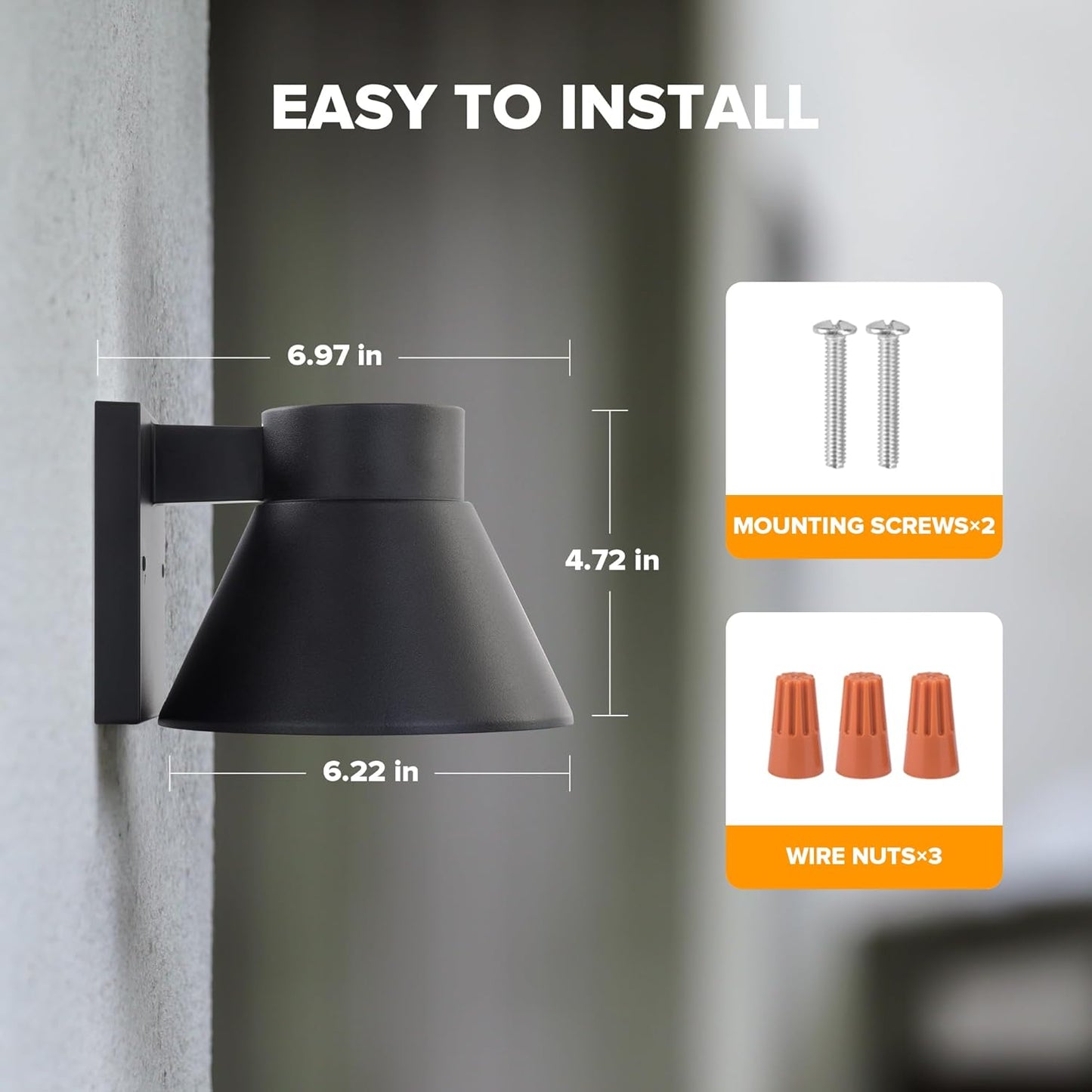UME 2 Pack LED Outdoor Wall Light Fixtures, Black Front Porch Lights Wall Mount Lighting, Exterior Waterproof Wall Lantern Light Fixture Anti-Rust Farmhouse Barn Wall Sconce for Patio, Doorway, Garage