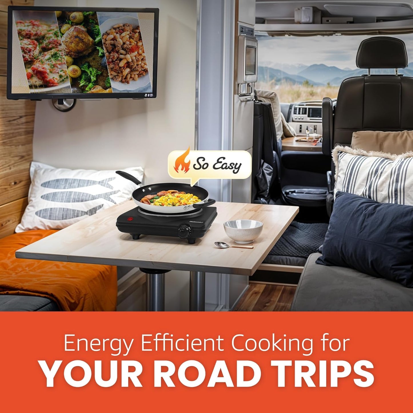 Elite Gourmet ESB-301BF# Countertop Single Flat Burner, Electric Hot Burner, Temperature Controls, Power Indicator Lights, Easy to Clean, 1000 Watts (Black)