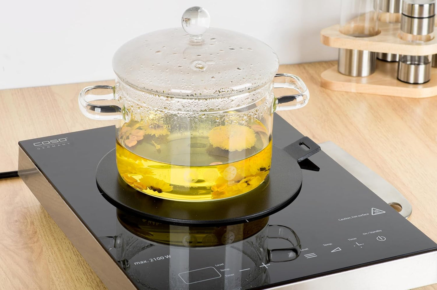 7.5inch Induction Hob Heat Diffuser Ring Plate,Induction Adapter Plate with Separable Handle