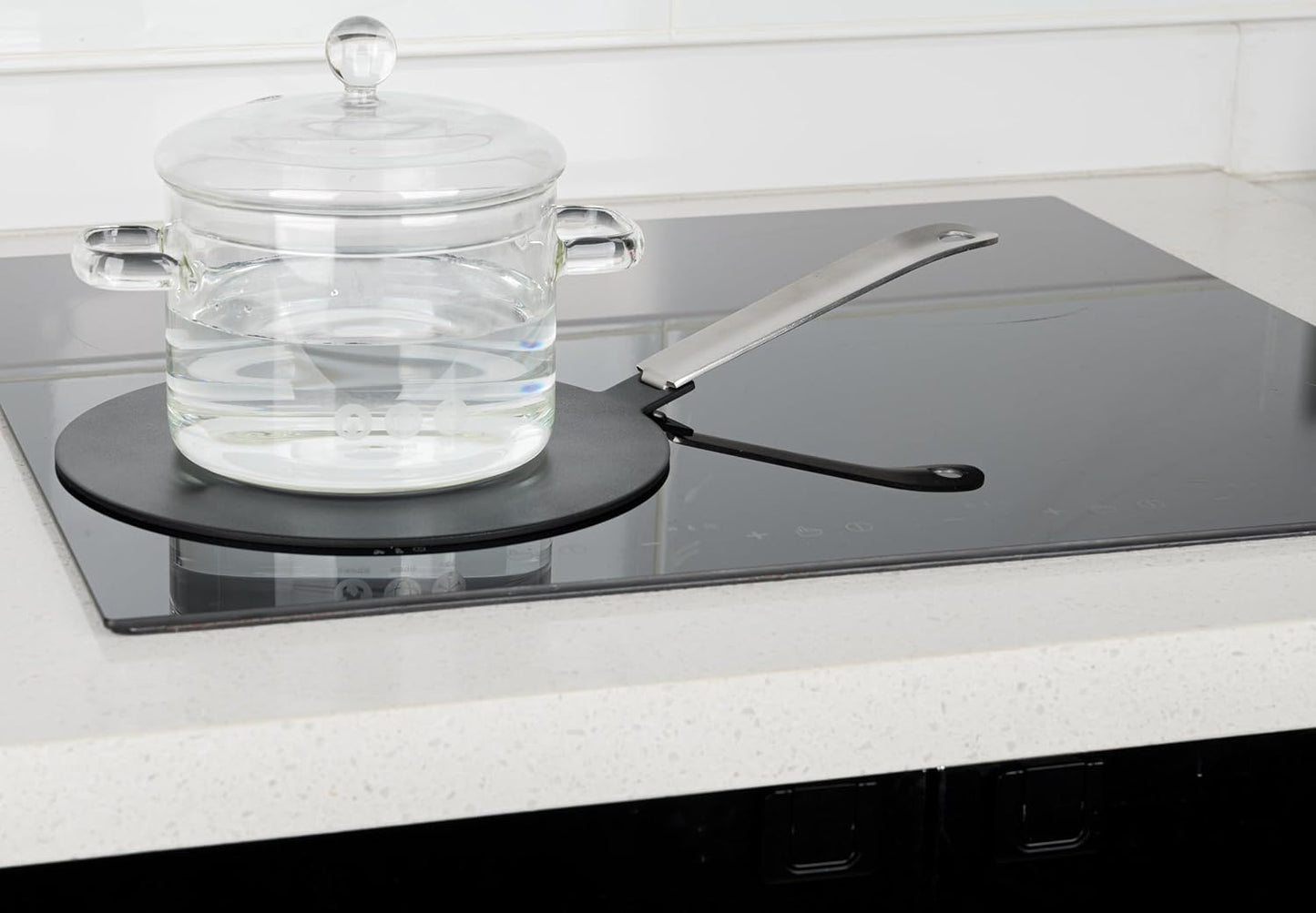 7.5inch Induction Hob Heat Diffuser Ring Plate,Induction Adapter Plate with Separable Handle