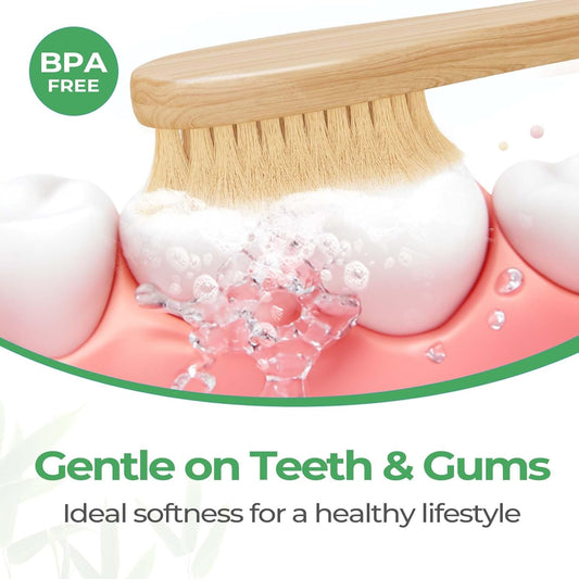 GENKENT 12 Counts Bamboo Toothbrush with BPA Free Soft Bristles Natural Bamboo Charcoal Tooth Brush in Eco Friendly Color Bristle Recycled Biodegradable Wood Tooth Brushes
