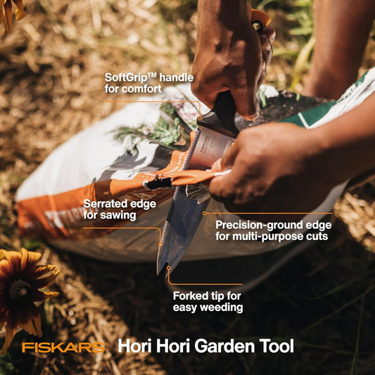 Fiskars 340130-1001 Garden Hori Knife with Sheath, Black - PuriLite