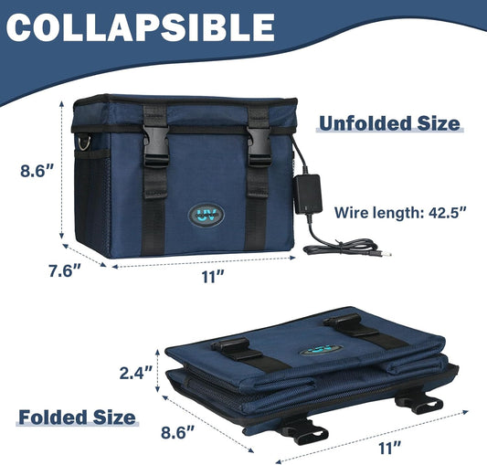 UVC Sanitizer Ozone Box with Timer, Foldable Large Cleaner UV Bag w/strap and USB Port, Portable UVC Light Tote 185nm wavelength for Mask, Cell Phone, Key, Towel