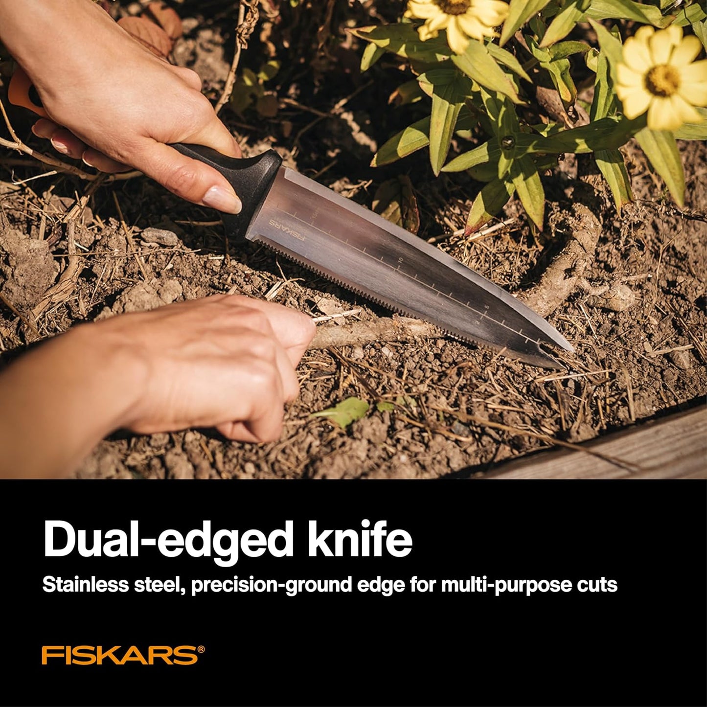 Fiskars 340130-1001 Garden Hori Knife with Sheath, Black