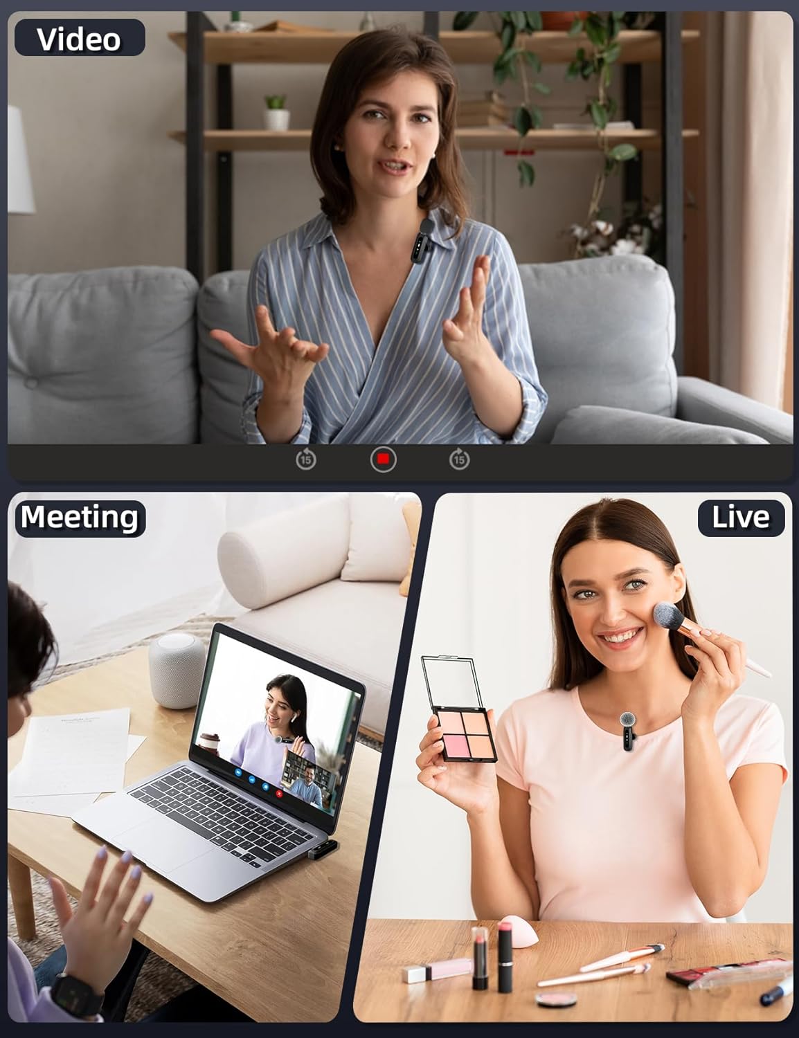 Upgraded Mini Wireless Lavalier Microphone with LED Display, USB-C Clip-on Mic for iPhone, iPad, Android, Small Lapel Mic for Recording YouTube Video Podcast Vlog (USB-C Port)