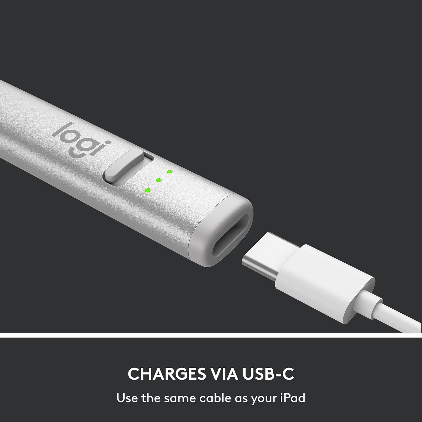 Logitech Crayon Digital Pencil for iPad (iPads with USB-C Ports) Featuring Apple Pencil Technology, No Lag Pixel-Precision, and Dynamic Smart Tip with Fast USB-C Charge - Silver