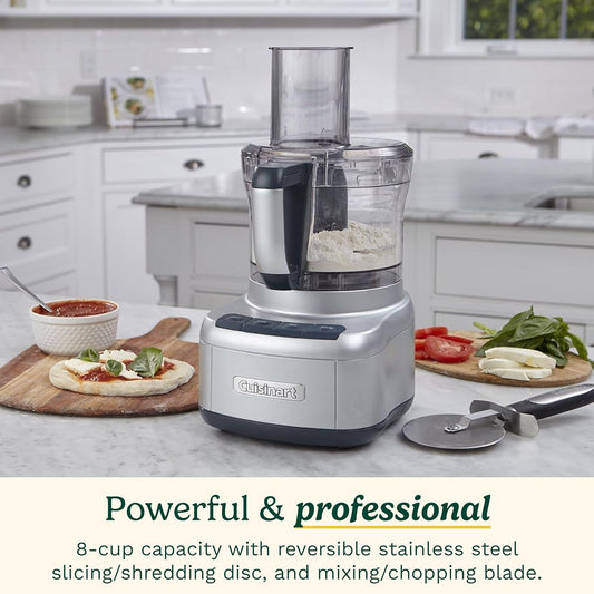 Cuisinart Elemental 8-Cup (2L) Food Processor with Attachments, 350W, Silver (FP-8SVEC)