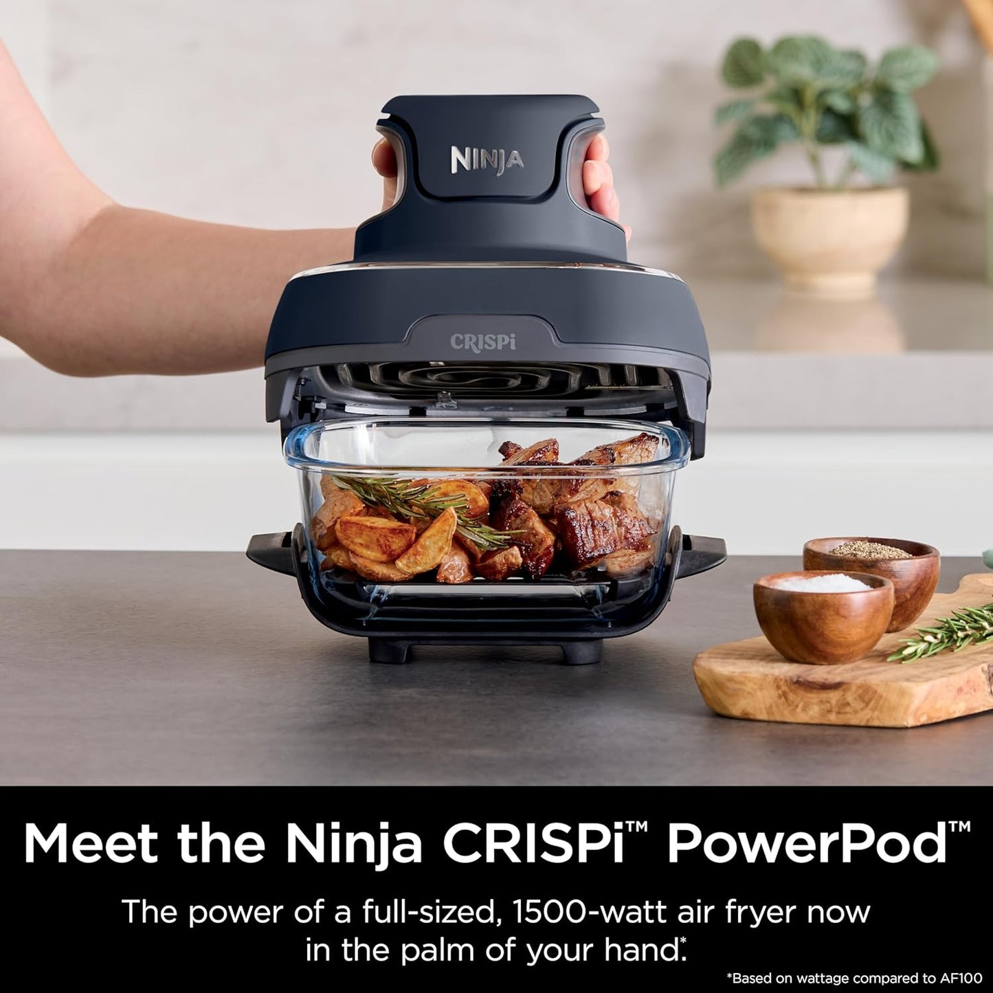 Ninja Crispi Air Fryer, Microwave, Freezer & Dishwasher Safe, Non Toxic Glass Portable Cooking System, 4 QT & 6 Cup Glass Containers with Storage Lids, Easy Meals, Air Fry, Bake, & More Grey, FN101CGY