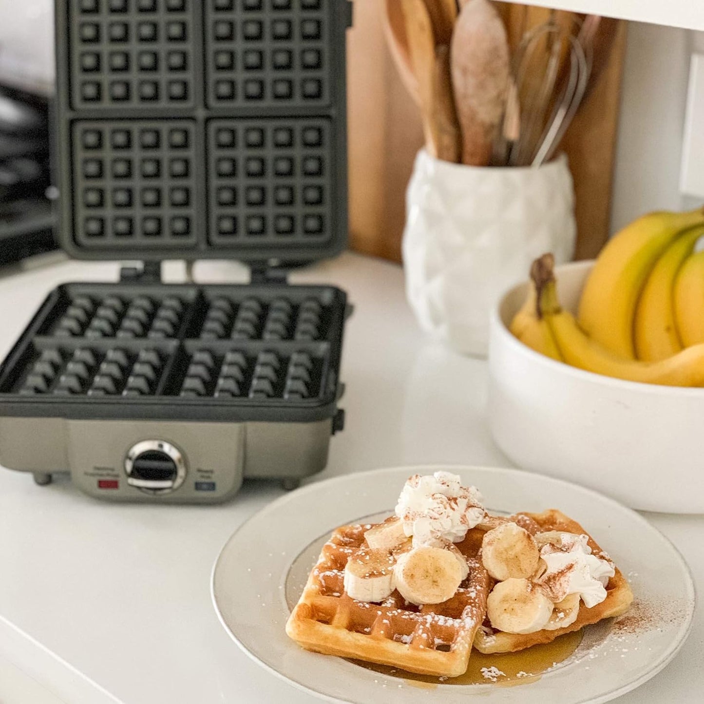 Cuisinart Belgian Waffle Maker with Pancake Plate, Non-Stick Removable Plates, Silver (WAF-350C)