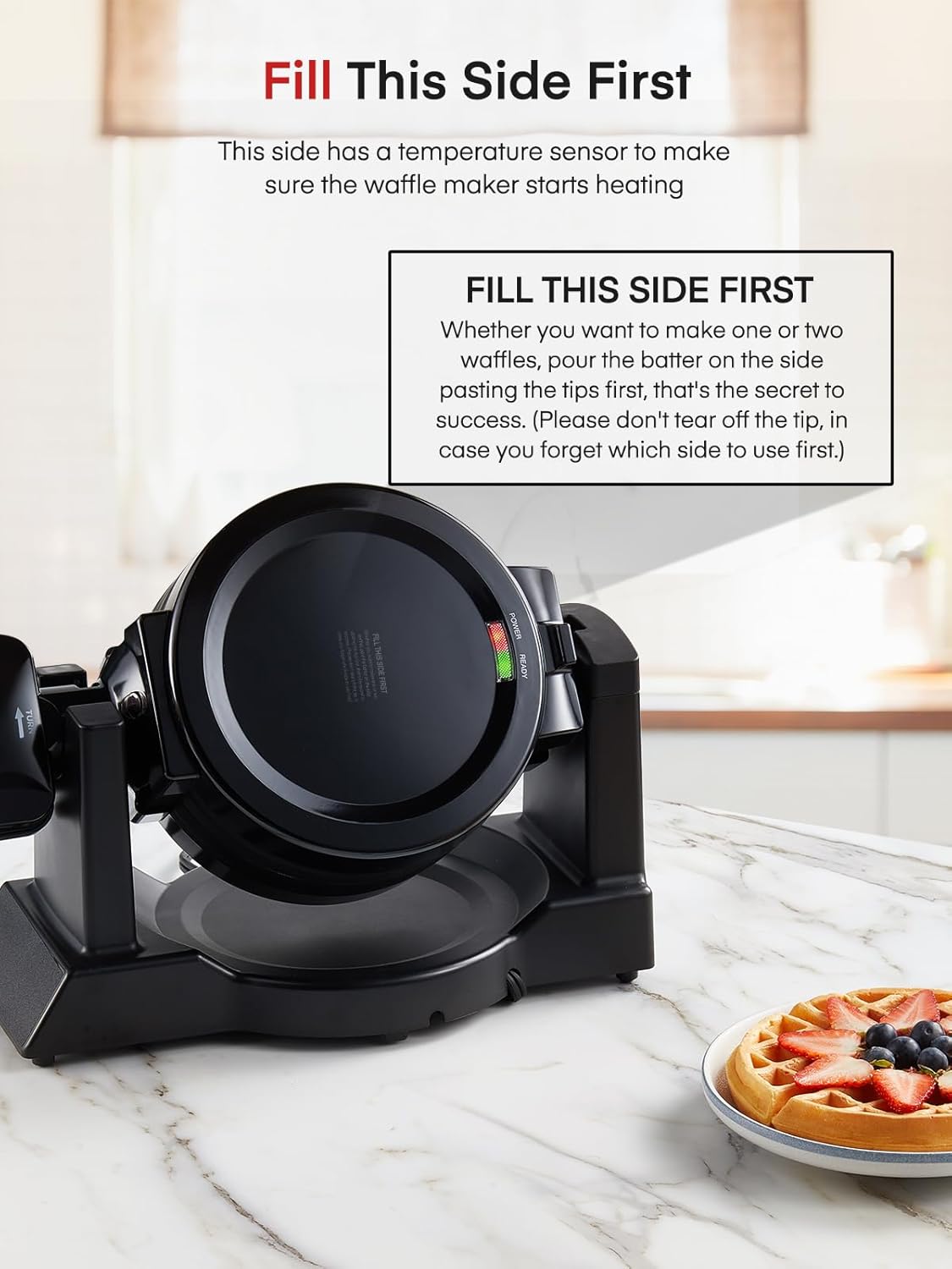 FOHERE Waffle Maker, 8-Slice Belgian Waffle Maker, 180° Rotating Waffle Iron with Double Waffle Plates, Nonstick Plates and Removable Drip Tray, Cool Touch Handle (Large)