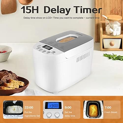 Davivy 3LB Bread Maker Machine with 2 Dough Kneading Paddle Dough Maker,15-in-1 Automatic Bread Machine Nonstick Bowl For Bread, Jam& Yogurt, 3 Loaf Sizes and 3 crust settings(silver)