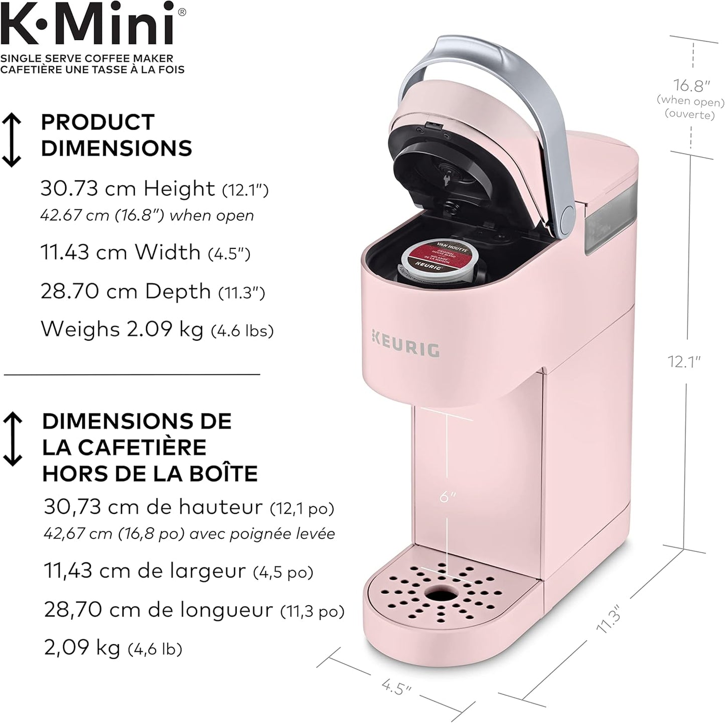 Keurig K-Mini Single Serve K-Cup Pod Coffee Maker, Featuring An Ultra-sleek Design, Dusty Rose