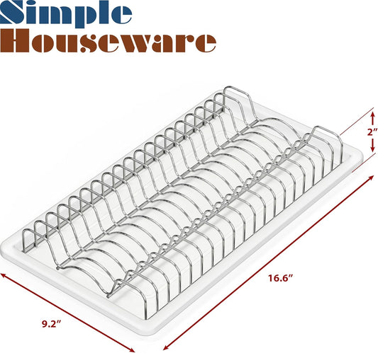 SimpleHouseware Plate Drying Rack with Drainboard, Chrome - PuriLite