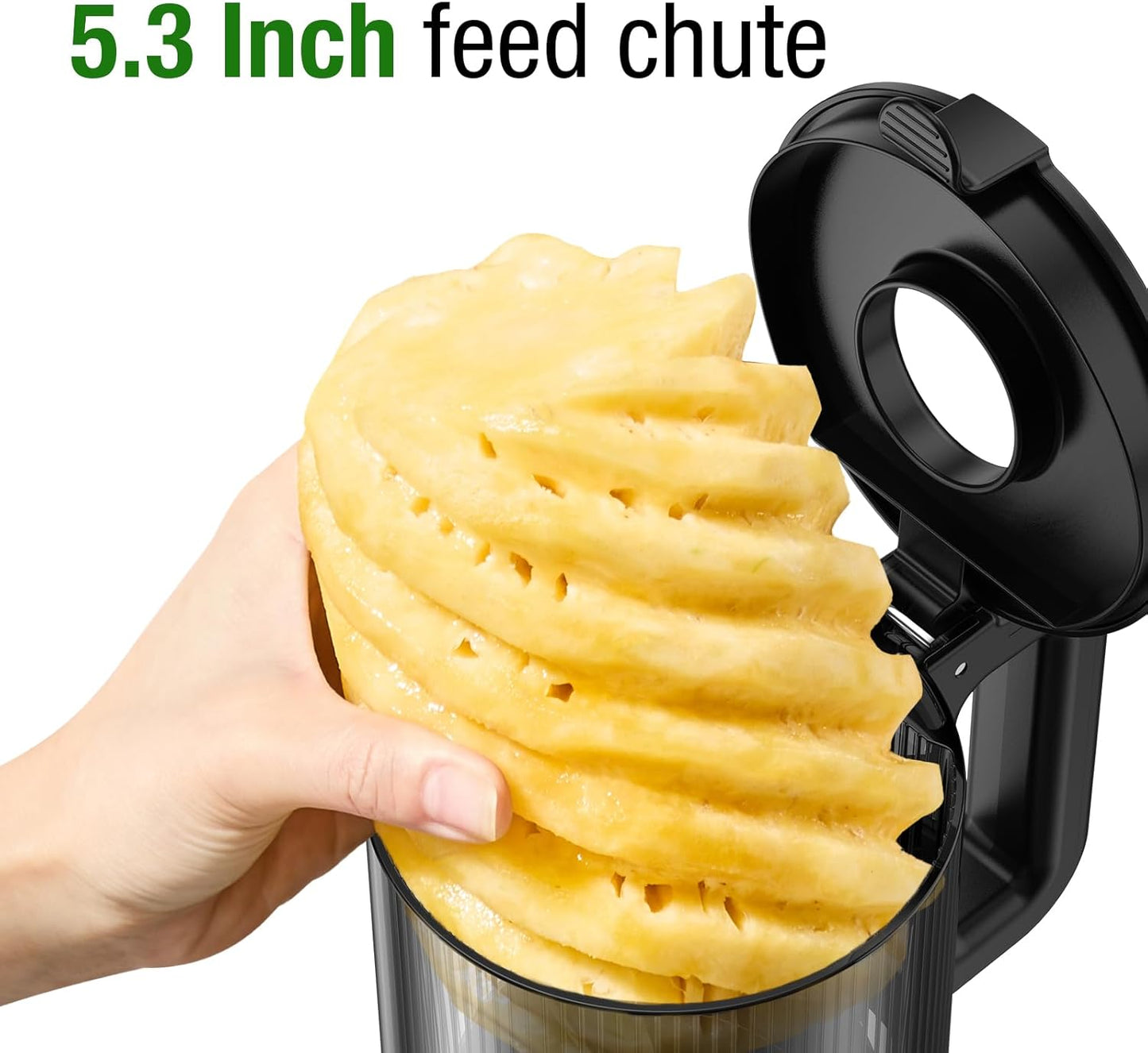 Juicer Machine, TUUMIIST Cold Press Juicer with 5.3" Feeding Chute Fit Whole Fruits and Vegetables, Slow Masticating Juicer Easy to Clean, High Juice Yield, BPA Free (White)
