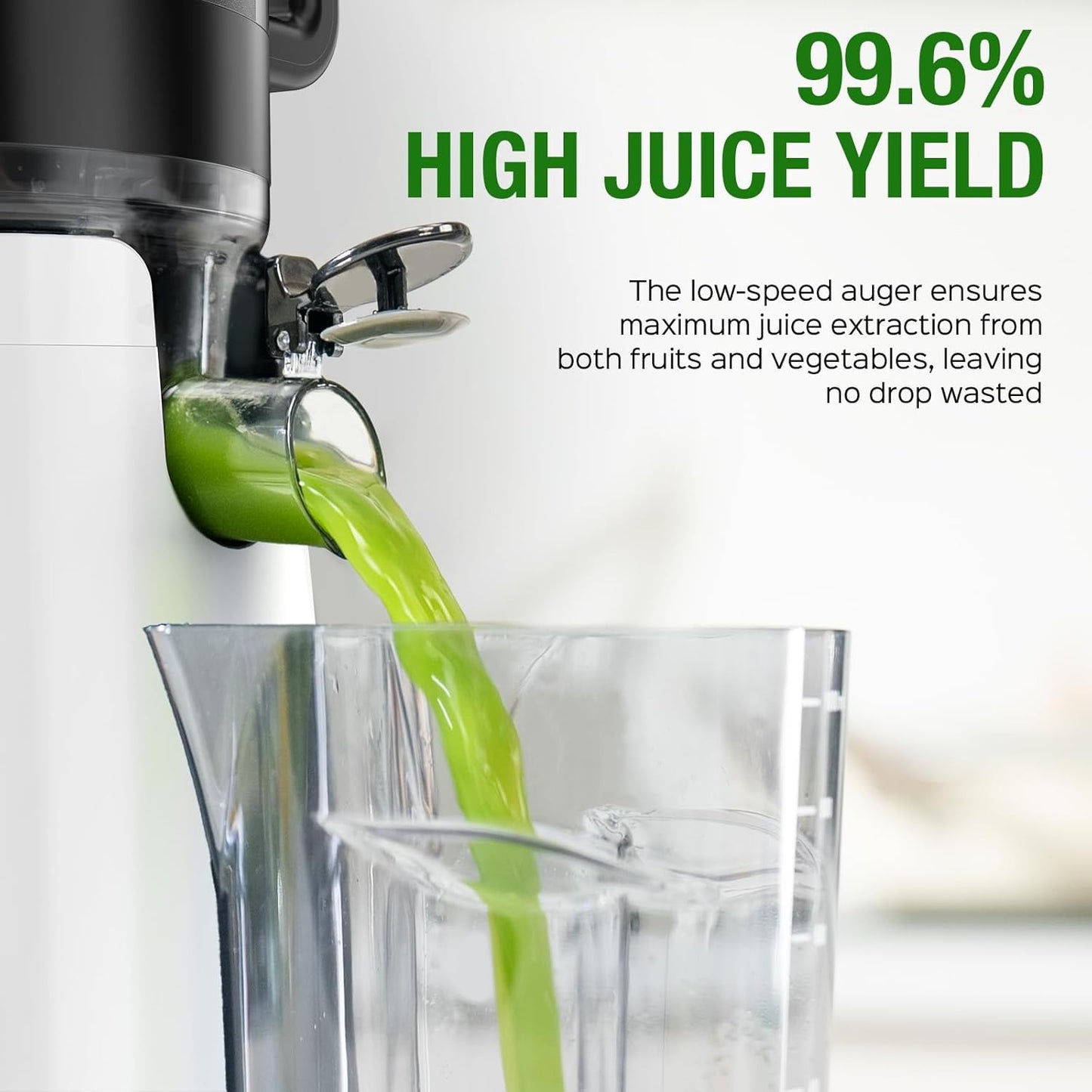 Juicer Machine, TUUMIIST Cold Press Juicer with 5.3" Feeding Chute Fit Whole Fruits and Vegetables, Slow Masticating Juicer Easy to Clean, High Juice Yield, BPA Free (White)