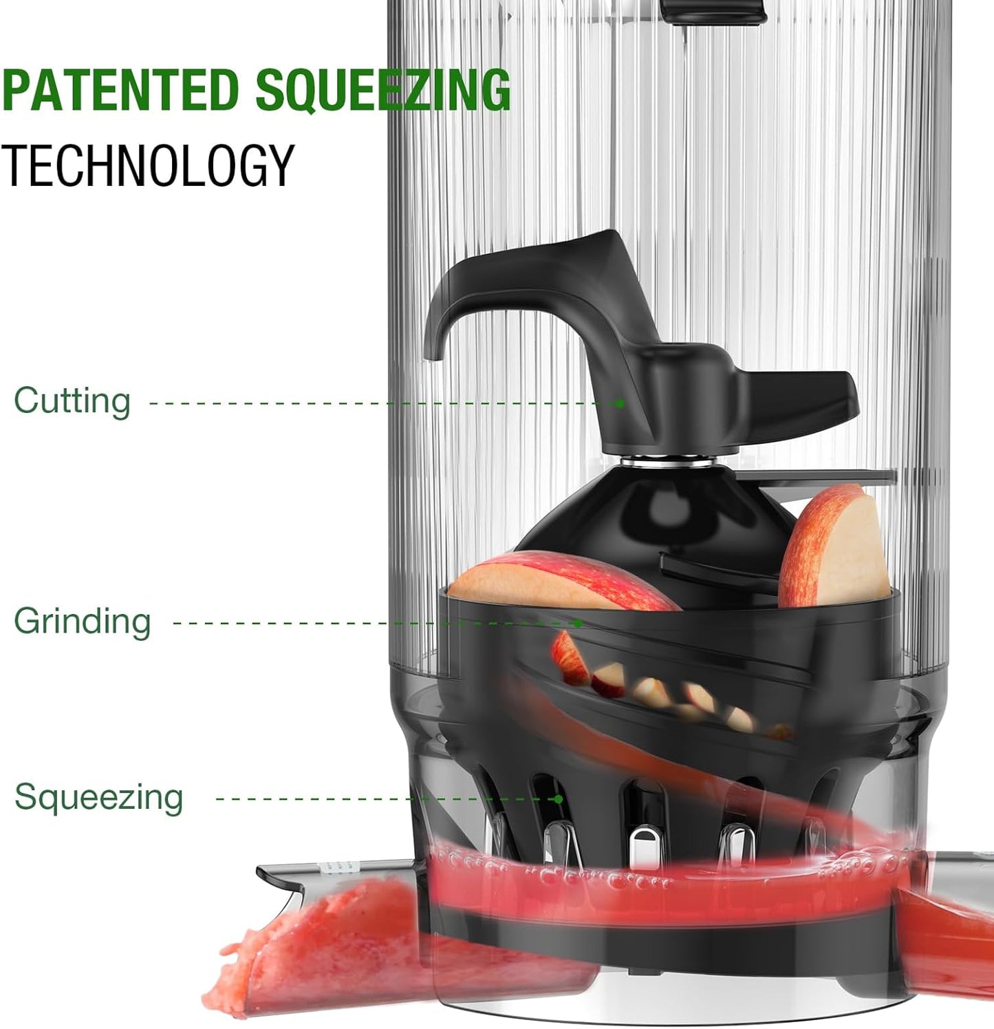 Juicer Machine, TUUMIIST Cold Press Juicer with 5.3" Feeding Chute Fit Whole Fruits and Vegetables, Slow Masticating Juicer Easy to Clean, High Juice Yield, BPA Free (White)