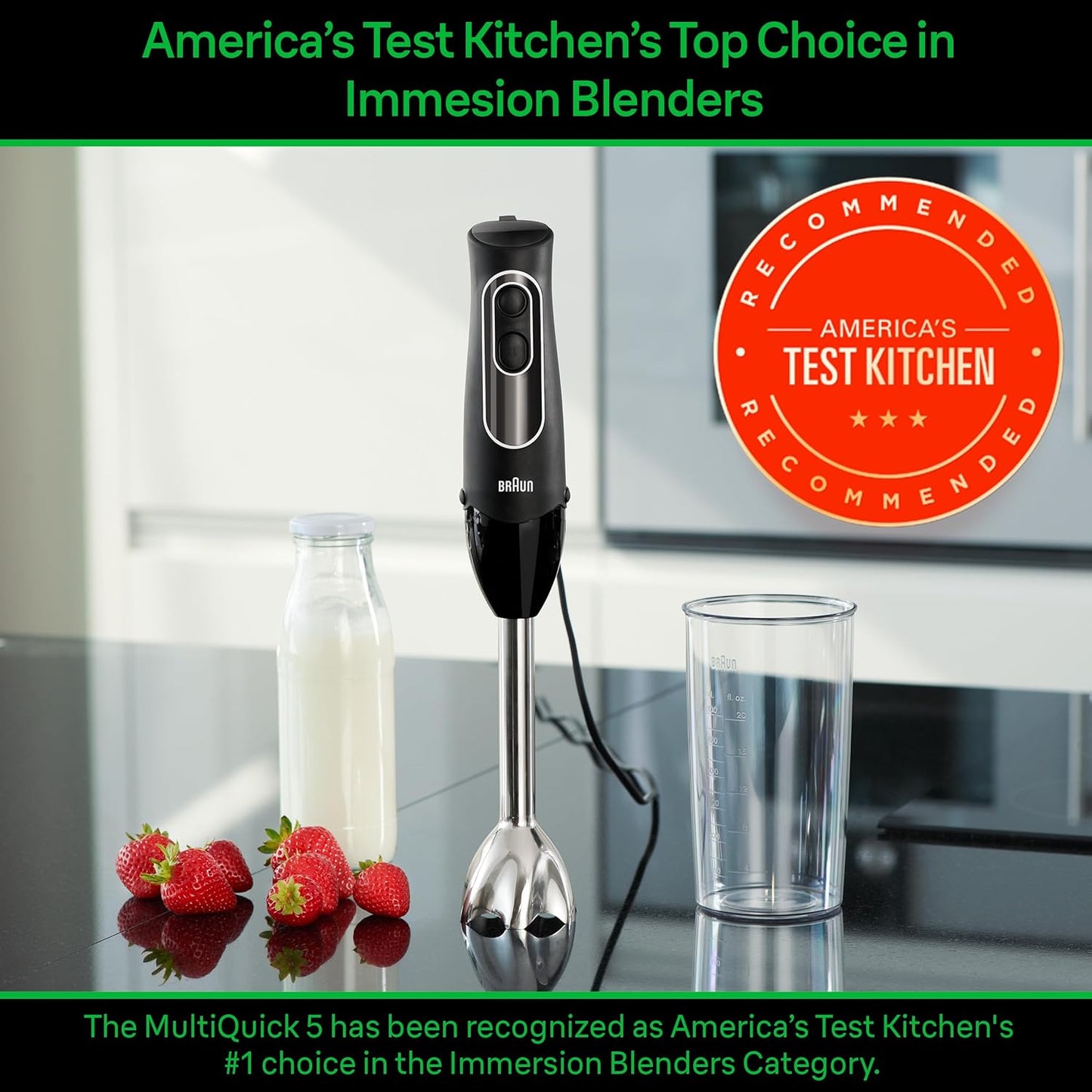 Braun MQ505 Portable Immersion Hand Blender,Powerful 350W Stick Blender,Dual Speed,Whisk,Beaker,Soup,Baby Food,Mixer,Hummus,Egg Beater,Smoothies