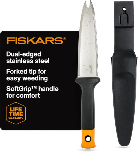 Fiskars 340130-1001 Garden Hori Knife with Sheath, Black