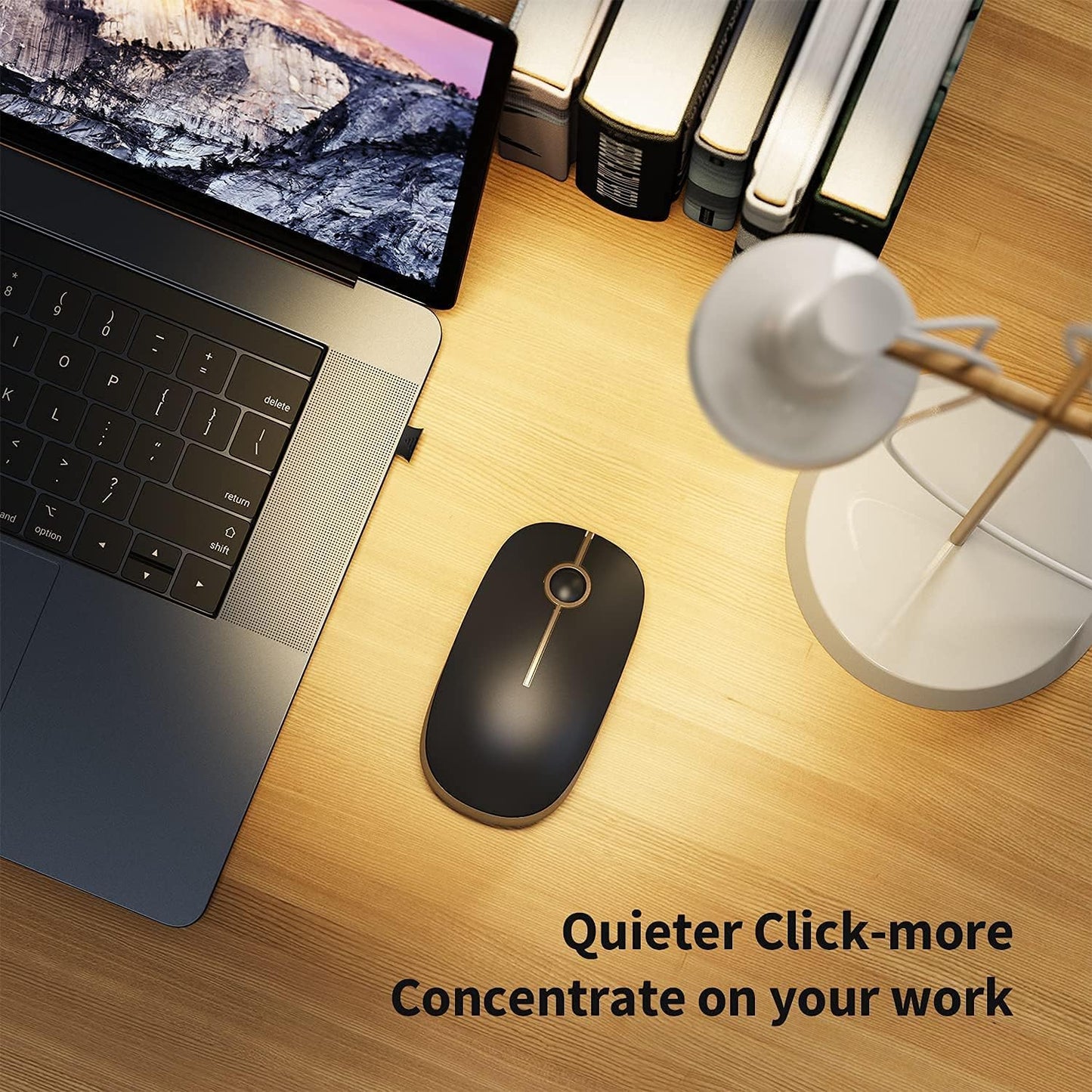 Wireless Mouse, Vssoplor 2.4G Slim Portable Computer Mice with Nano Receiver for Notebook, PC, Laptop, Computer-Gold and Black