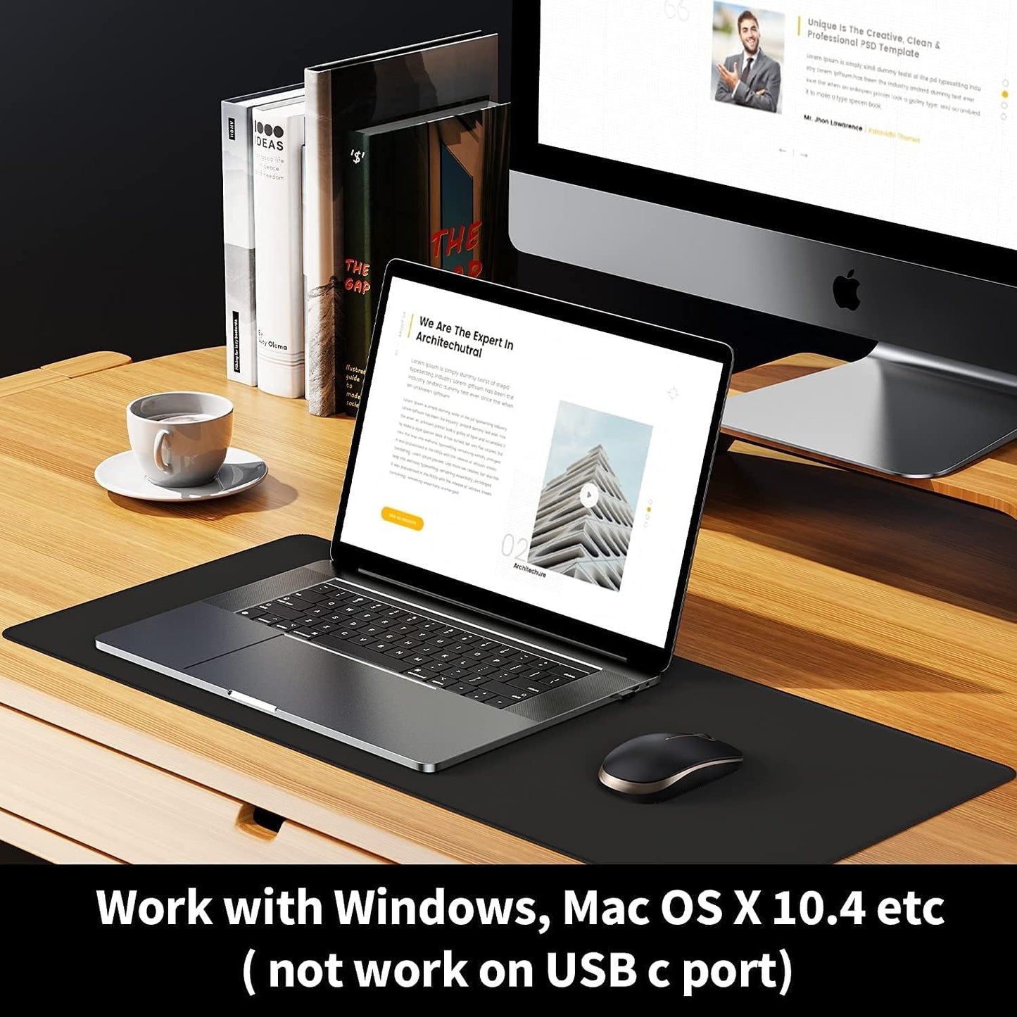 Wireless Mouse, Vssoplor 2.4G Slim Portable Computer Mice with Nano Receiver for Notebook, PC, Laptop, Computer-Gold and Black