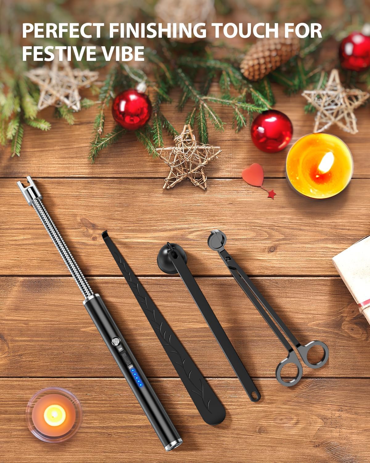 RONXS Electric Lighter, Candle Lighter Electric Type C Rechargeable Lighter with Battery Display, Longer Flexible Neck Windproof Plasma Arc Long Lighters for Candles Fireworks BBQ