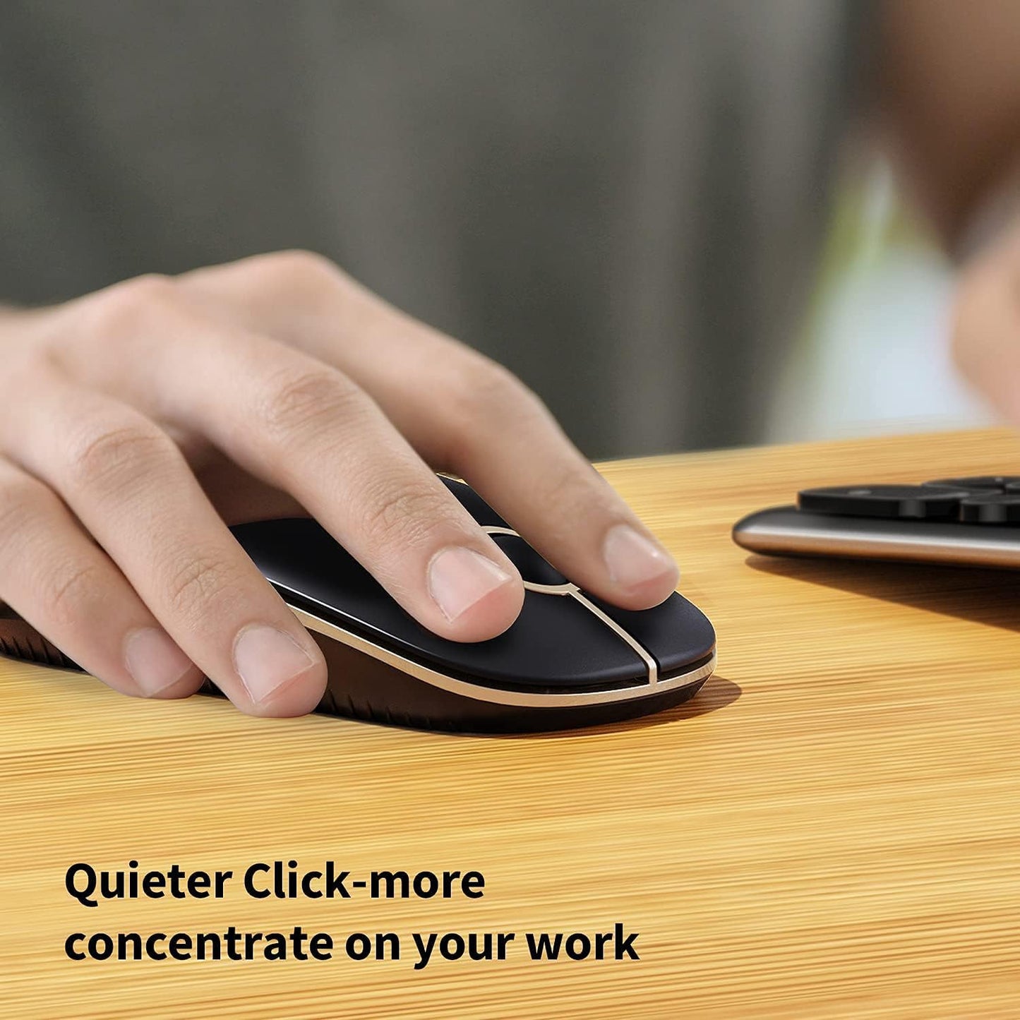 Wireless Mouse, Vssoplor 2.4G Slim Portable Computer Mice with Nano Receiver for Notebook, PC, Laptop, Computer-Gold and Black