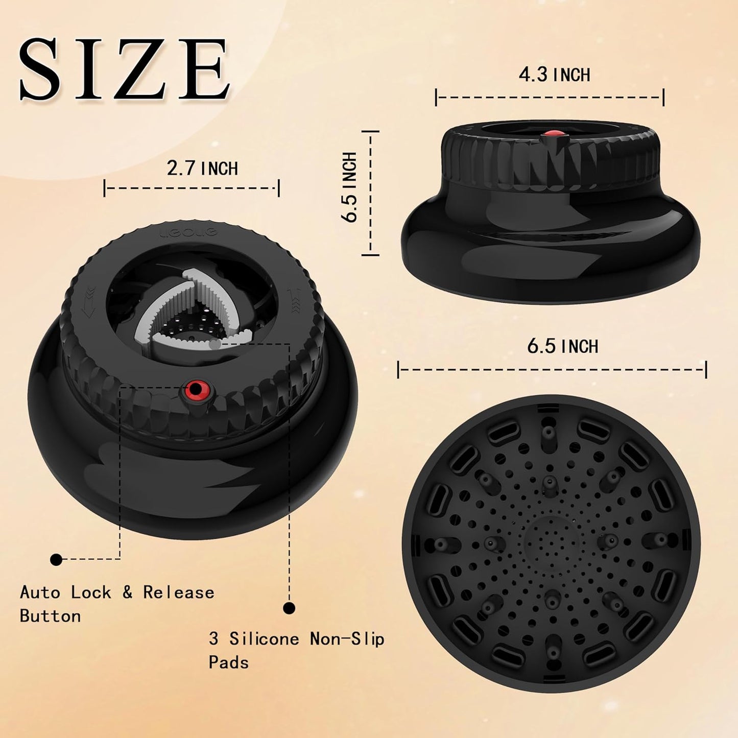 Hair Dryer Diffuser,Universal Diffuser Hair Dryer for 1.4in to 2.4in Blow Dryer,Hair Diffuser for Curly Hair and Natural Wavy Hair (Black)