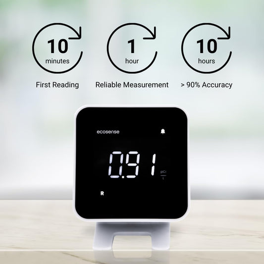 Ecosense EB100 EcoBlu, Home Radon Detector, Capture & Display Results Every 10 Minutes, Short & Long-Term Continuous Monitoring, Easy to Use - PuriLite