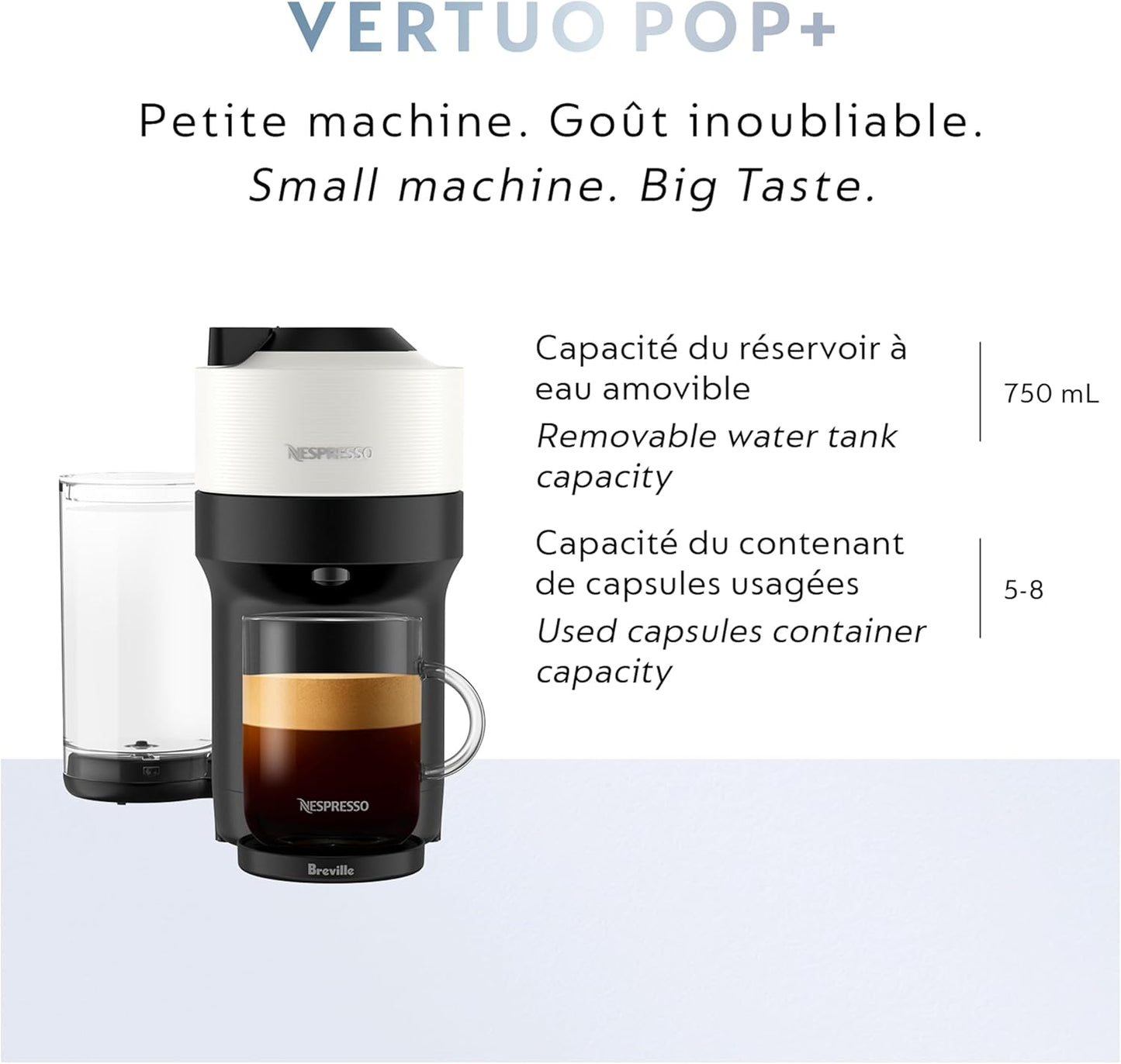 Nespresso Vertuo Pop+ Coffee and Espresso Machine by Breville - Coconut White