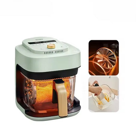 Purilite Select Fully Automatic Transparent Electric Air Fryer 1L+2L – 900W Rapid Heating, 360° Rotating Basket, Large Capacity Oven