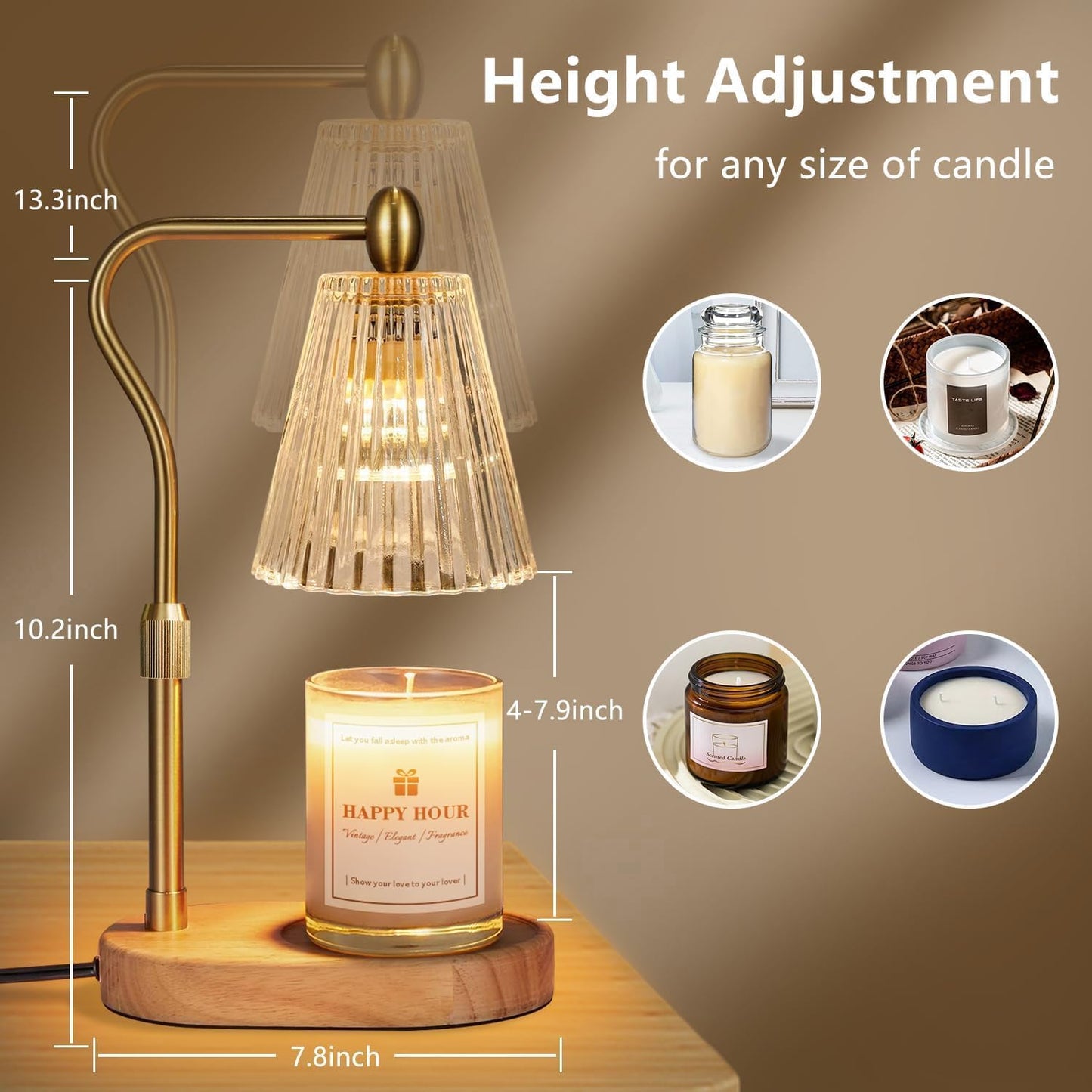 Imenlox Dimmable Candle Warmer Lamp with Timer, Electric Melting Lamps for Jar Candles, Wax Melt Warmers with 2 * 50W Bulbs for Home Bedroom Decor
