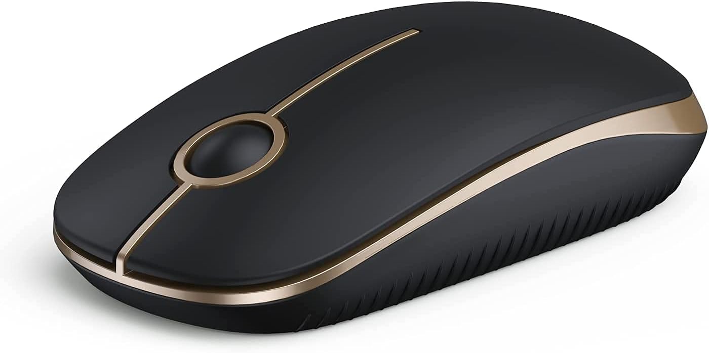 Wireless Mouse, Vssoplor 2.4G Slim Portable Computer Mice with Nano Receiver for Notebook, PC, Laptop, Computer-Gold and Black