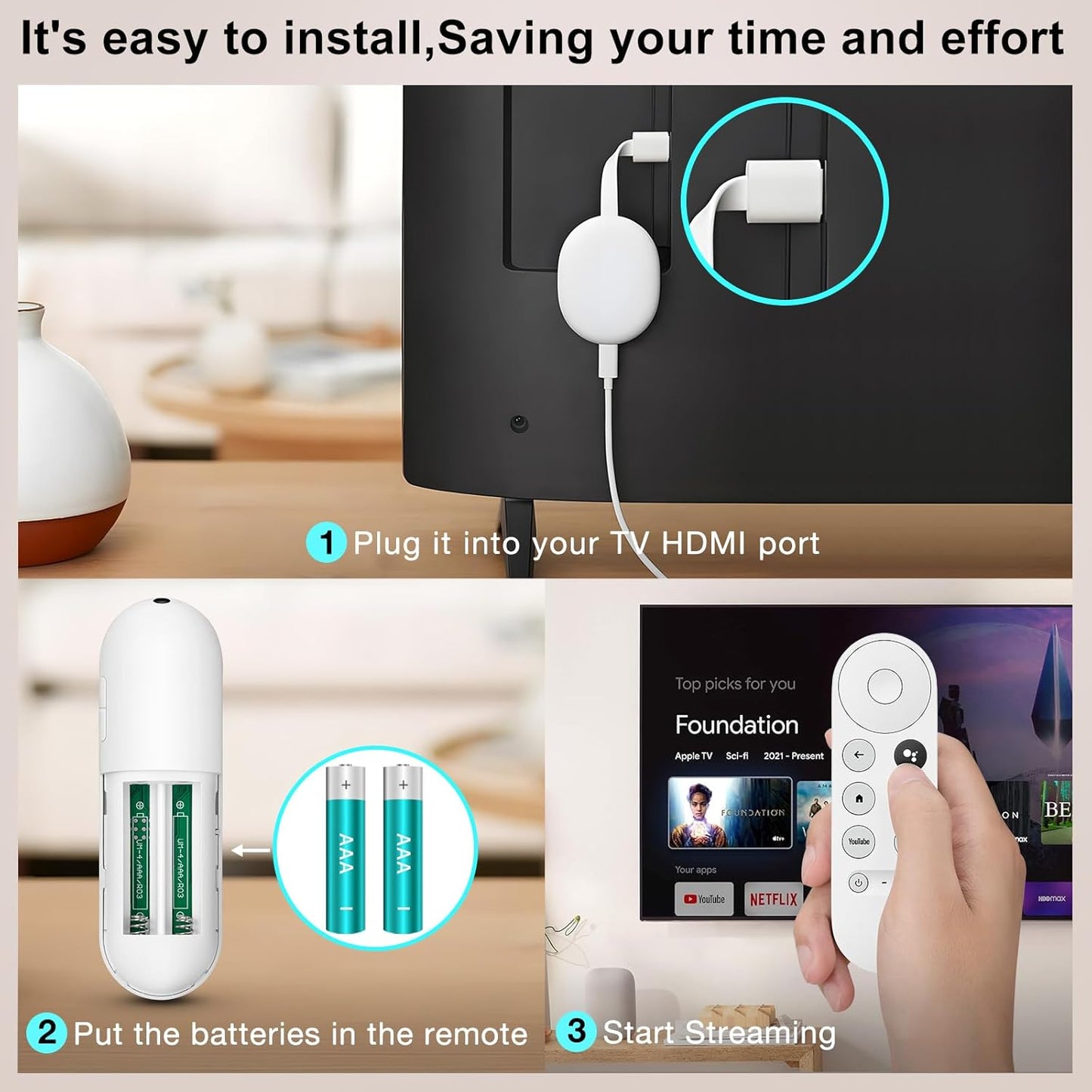 Voice Replacement for Google-Chromecast-Remote, G9N9N for Chromecast with Google TV Remote, for Google TV Streamer (Only for Snow Chromecast Google)