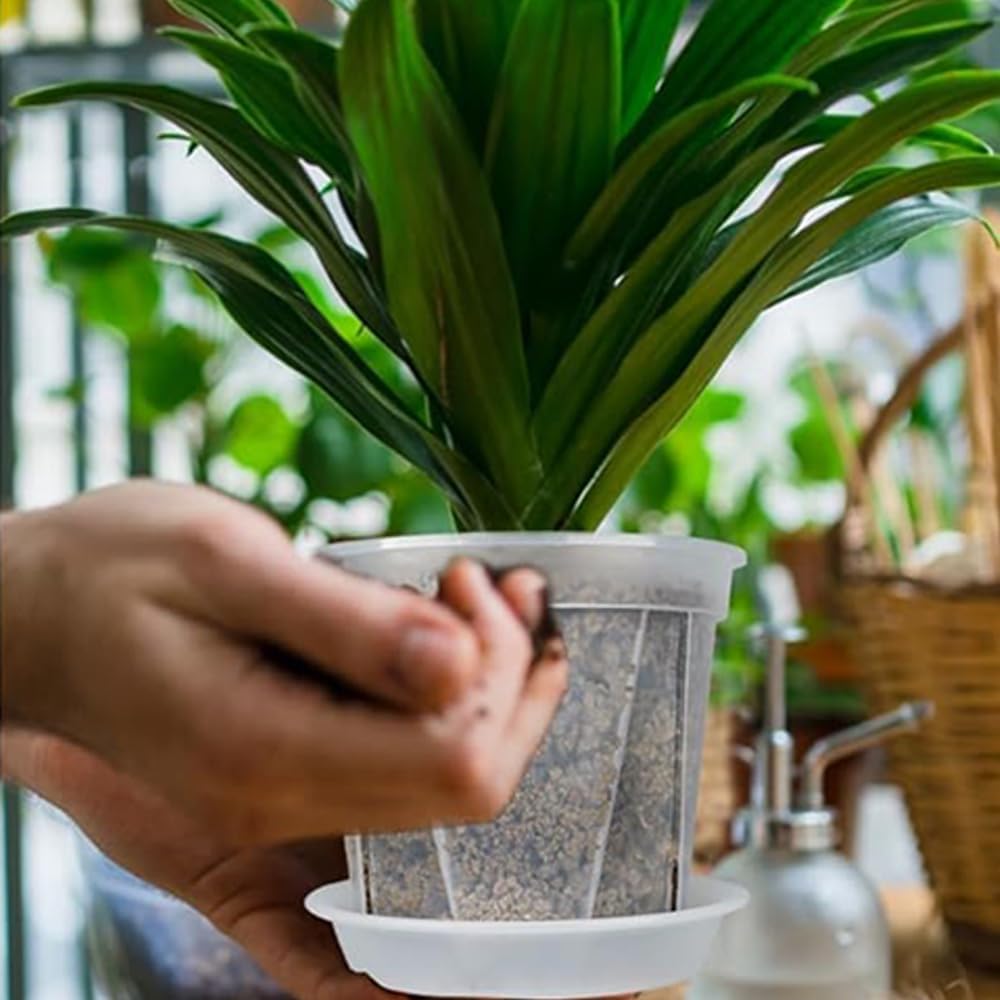 Reinforced Clear Nursery Pots for Plants,Assorted Sizes,12Pack 4/5/6 inch Transparent Plastic Plant Pots with Drainage Holes, Garden Pots for Plants Flowers with 12Pack Trays and 15pcs Plant Labels