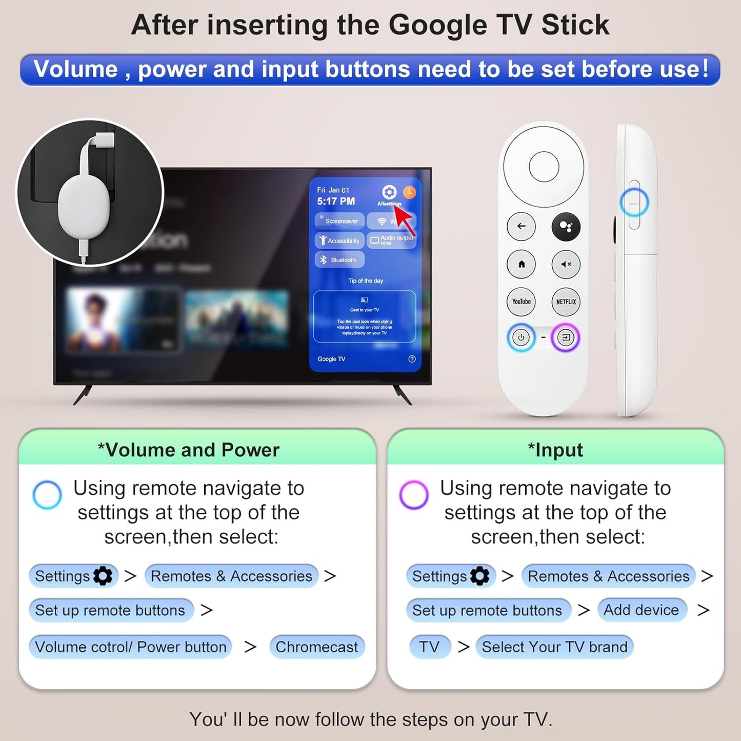 Voice Replacement for Google-Chromecast-Remote, G9N9N for Chromecast with Google TV Remote, for Google TV Streamer (Only for Snow Chromecast Google)