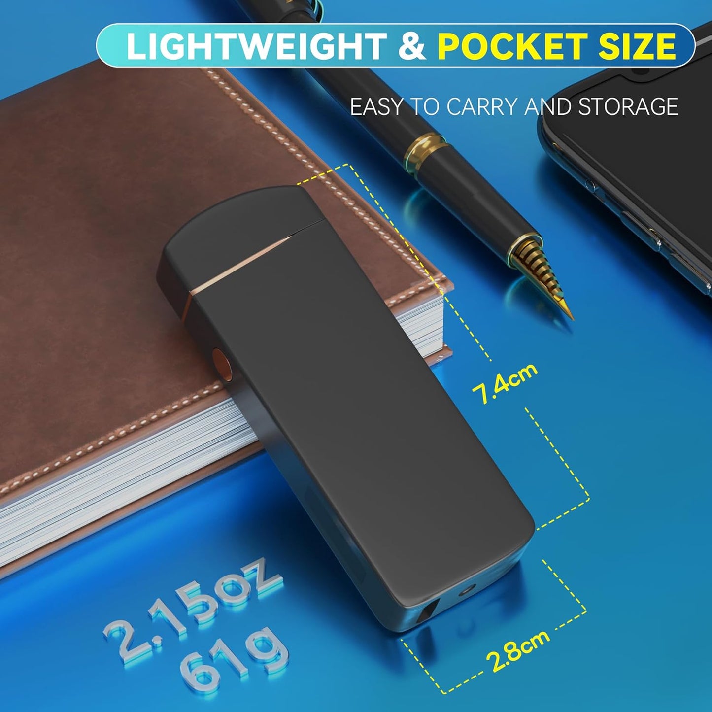 Gifts for Him Her Men Boyfriend Husband, Coquimbo Electric Lighter USB Rechargeable Windproof Lighter, Flameless Dual Arc Plasma Lighter for Household Candie Incense Fireplace (Black)