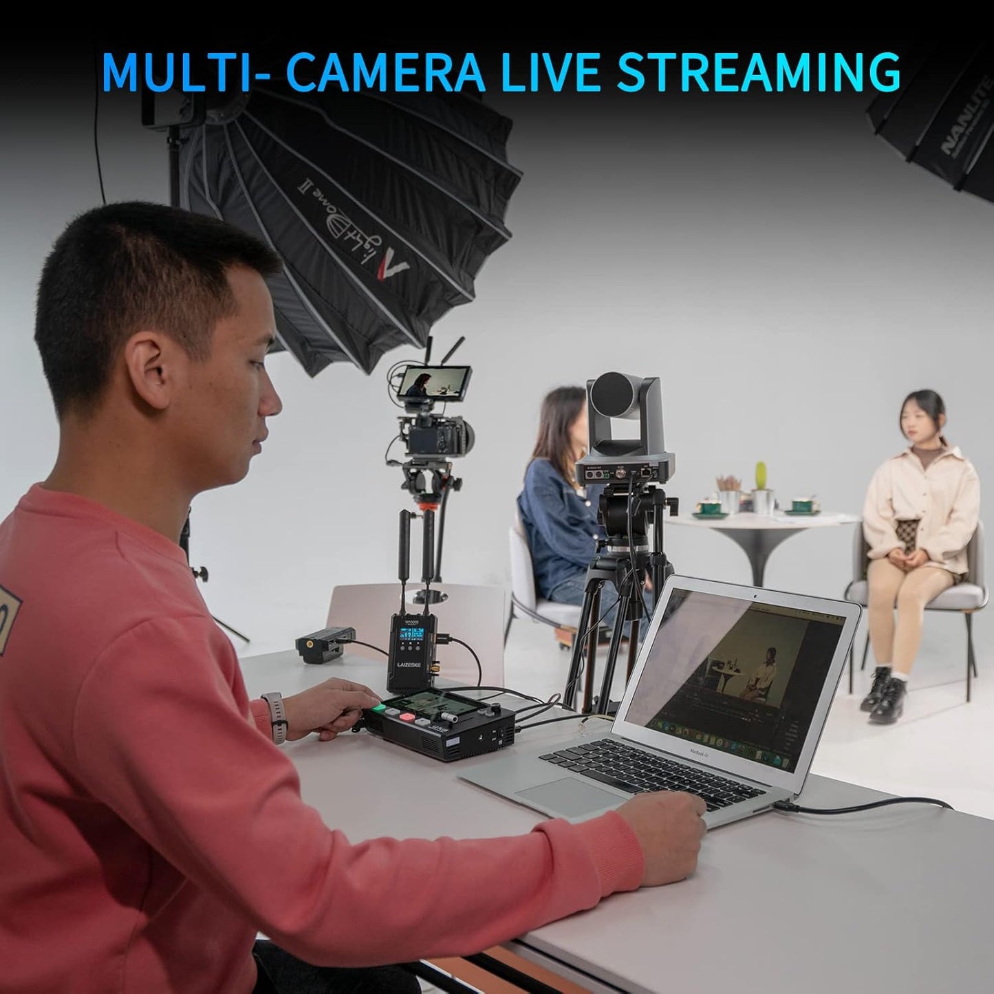 FEELWORLD L2 Plus Multi Camera Video Mixer Switcher with 5.5 inch LCD Touch Screen PTZ Controller Chroma Key 4 HDMI Inputs USB3.0 Output Format Real Time Production Live Streaming Built in Cooler