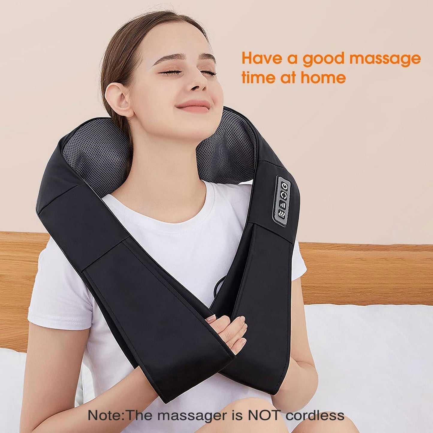 Shiatsu Neck & Shoulder Massager with Heat – Deep Tissue Kneading Electric Back Massager – Wrap-Around Neck Massage Pillow with Auto Shut-Off (Corded) - PuriLite