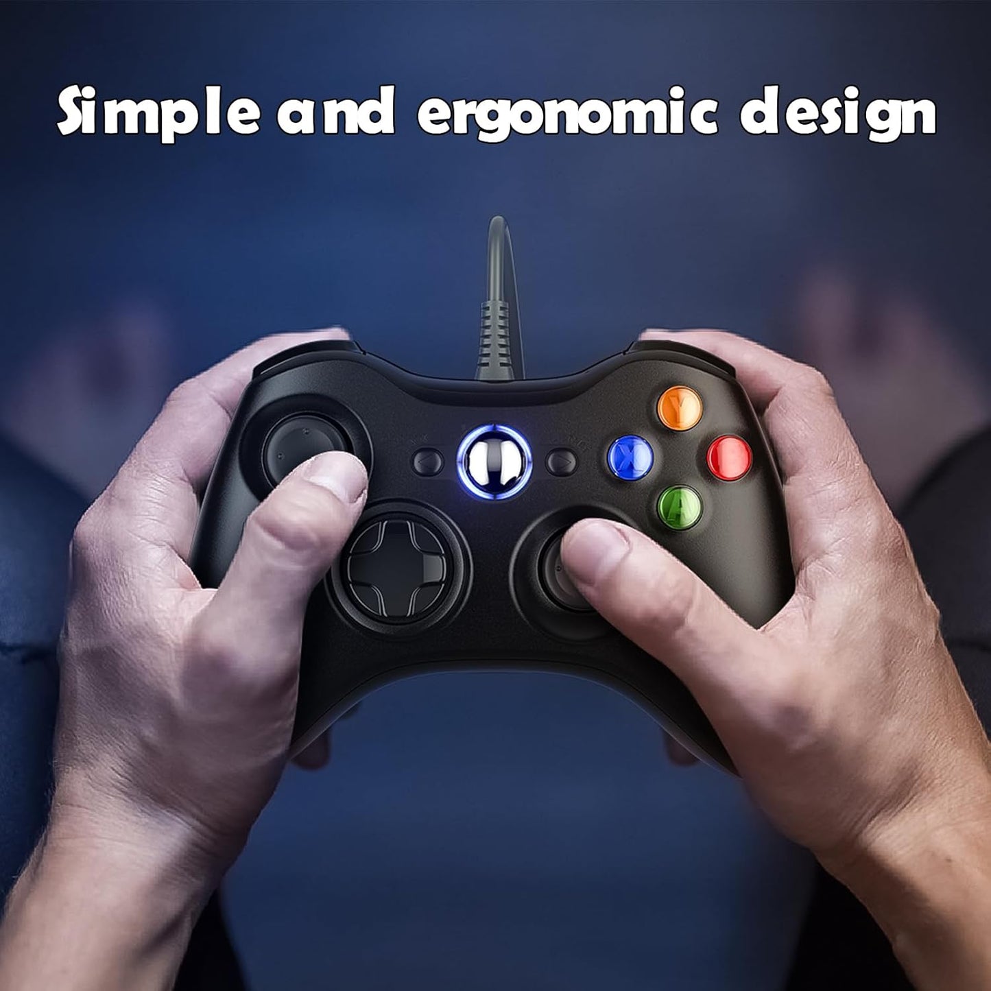 LENISUOLE Wired Controller for Xbox 360 1 Pack, Compatible with xbox 360/360 S/360 E, with Dual-Vibration, 2.5mm headphone Jack
