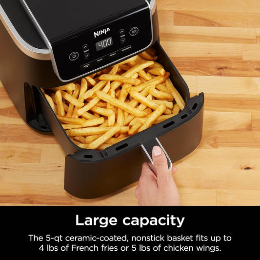 Ninja Air Fryer Pro 4-in-1 with 5 QT Capacity, Air Fry, Roast, Reheat, Dehydrate, Air Crisp Technology with 400F for hot, crispy results in just minutes, Nonstick Basket & Crisper Plate, Grey, AF141 - PuriLite