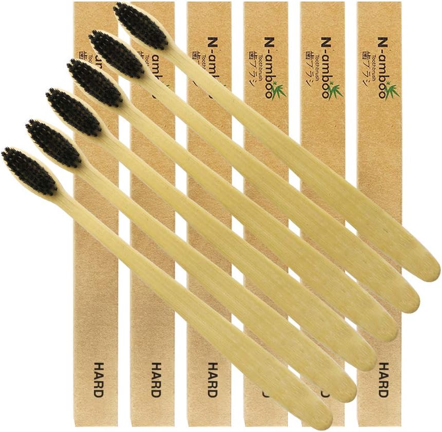 Super Hard Toothbrush Bamboo Toothbrush For Adult Hard Bristles Manual Toothbrush Pack of 6