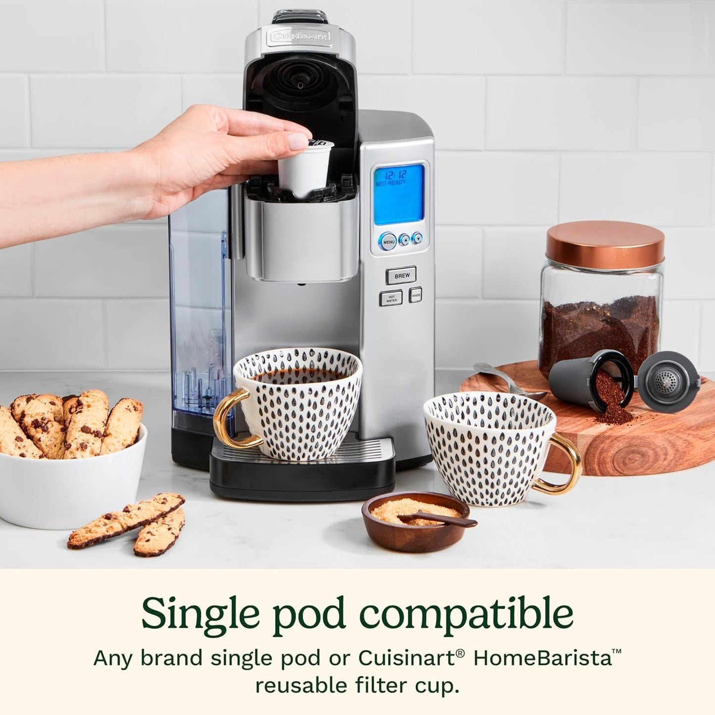 Cuisinart Premium Coffee Maker, Single Serve 72-Oz Reservoir, Programmable Brewing & Hot Water Dispenser, Silver (SS-10C)