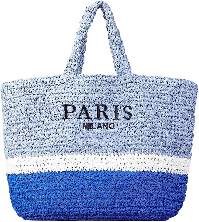 POAPRRD Large Straw Tote Bag Summer Straw Purse for Women Vacation Raffia Woven Beach Bags Handbag