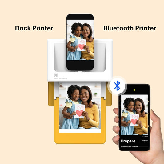 KODAK Dock Plus 4PASS Instant Photo Printer (4x6 inches) + 90 Sheets Bundle (10 Initial Sheets + 80 Sheets Pack) - PuriLite