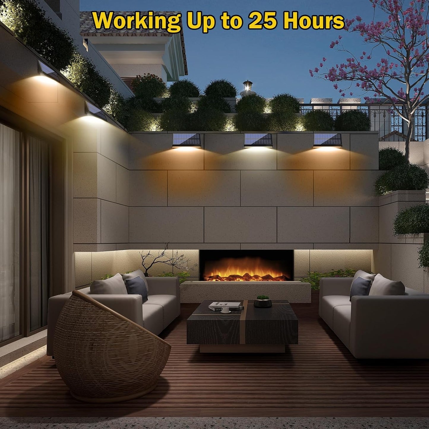 Solar Lights Outdoor, Solar Fence Lights with 10 RGB Colors, IP65 Waterproof Wireless Powered Deck Fence Lights for Yard, Garden, Patio, Porch, Wall, Step, Garage