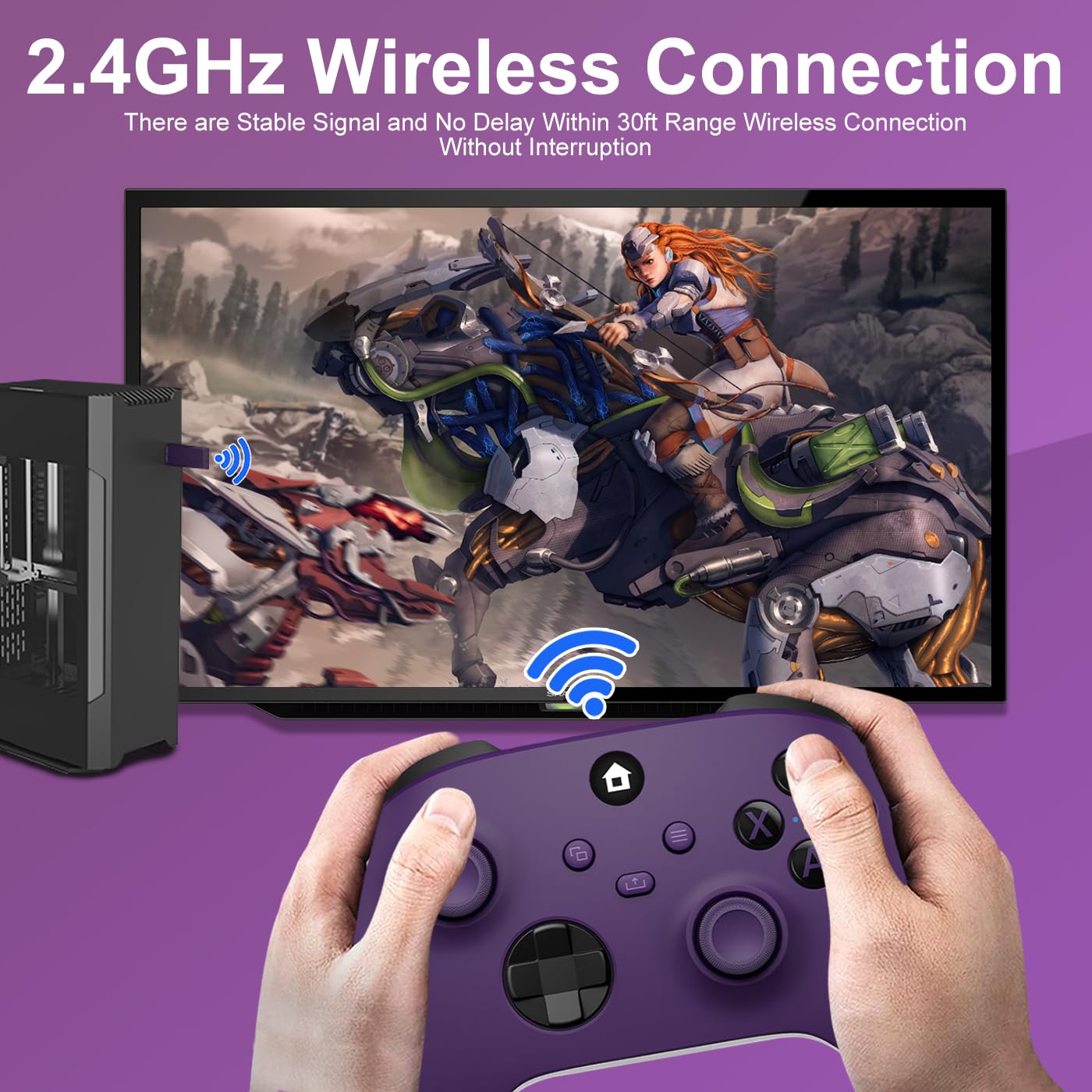 ADHJIE Xbox One Controller, 2.4GHz Wireless Controller Compatible with Xbox One/One S/One X/Xbox Series S/X/PC with 3.5mm Headphone Jack, Purple